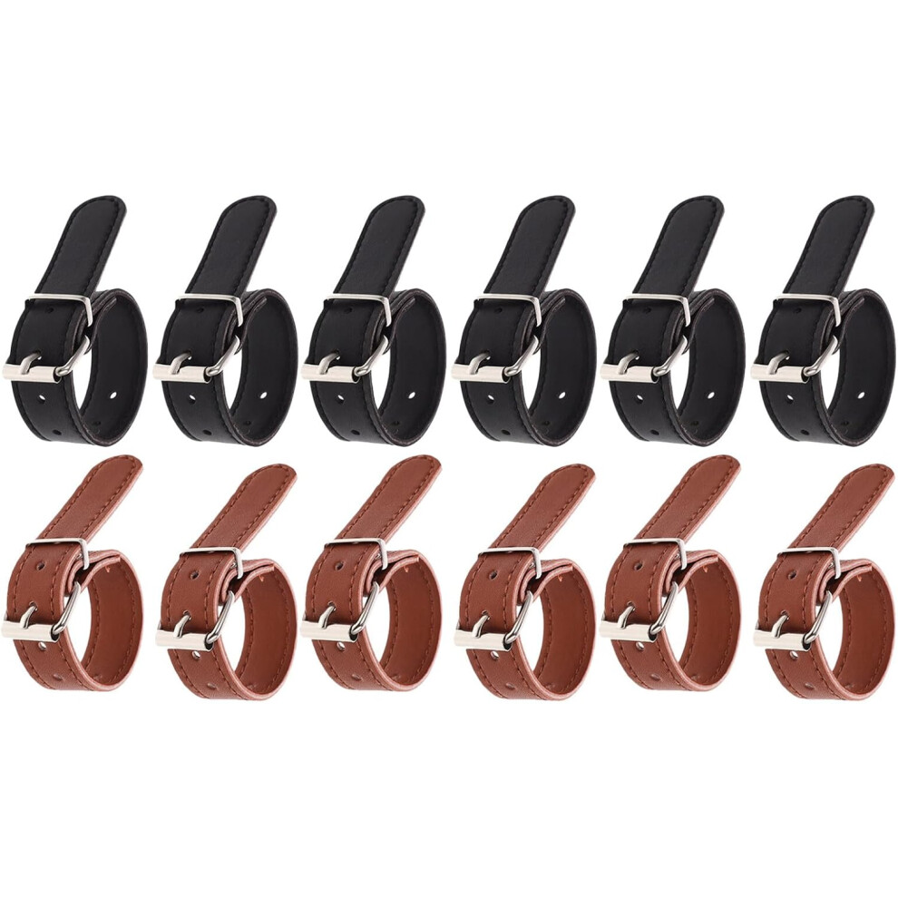 12Pcs Adjustable Pu Bike Basket Straps With Buckle, Detachable Front Handlebar Cargo Fixing Belts 5455468480294