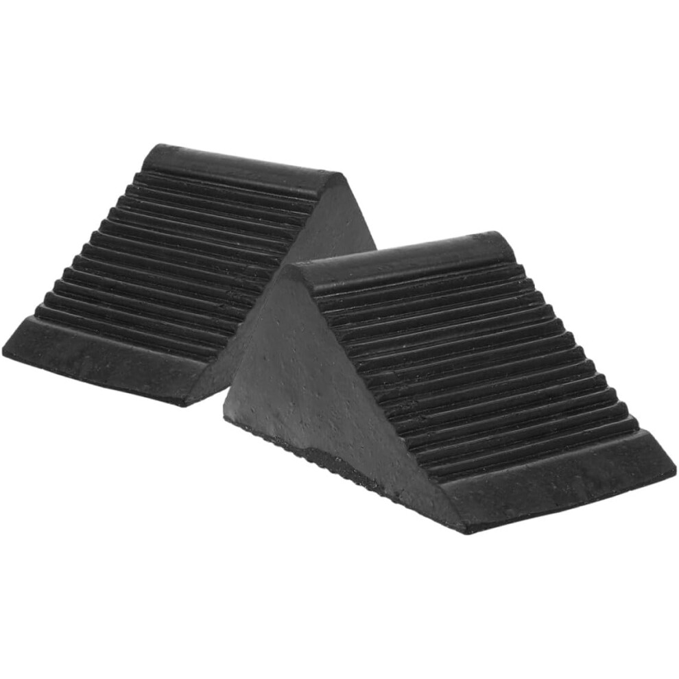 2Pcs Heavy Duty Rubber Wheel Chocks With Handle Non-Slip Wheel Stoppers 5455468563386