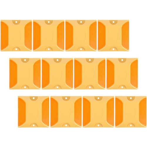12pcs Yellow Double-sided Reflective Lane Markers Road Studs Plastic Raised Pavement Reflectors