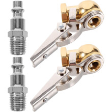 2 conjuntos 1/4" rosca interna cobre bloqueio pneu ar chuck clipe zincado
