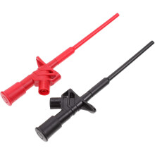 2pcs Insulated Test Hook Clips 4mm Banana Socket, High Voltage Flexible Piercing Probe Clips