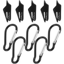 Lot de 10 fixations coupe-vent pour tente de camping portable avec pinces crocodiles et crochets.