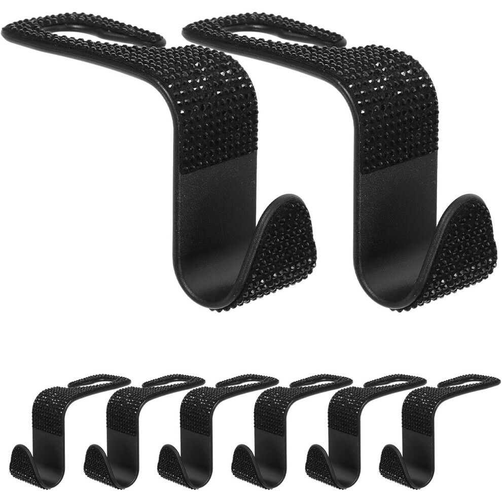 8Pcs Car Seat Headrest Hook Hanger Auto Seat Back Hook Organizer For Purse Coats Umbrellas Grocery Bags Black 8686962038583