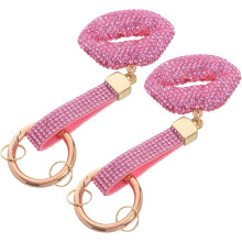 2er-Set Schlüsselanhänger mit rosa Lippenmotiv und Strasssteinen, Damen-Taschenanhänger