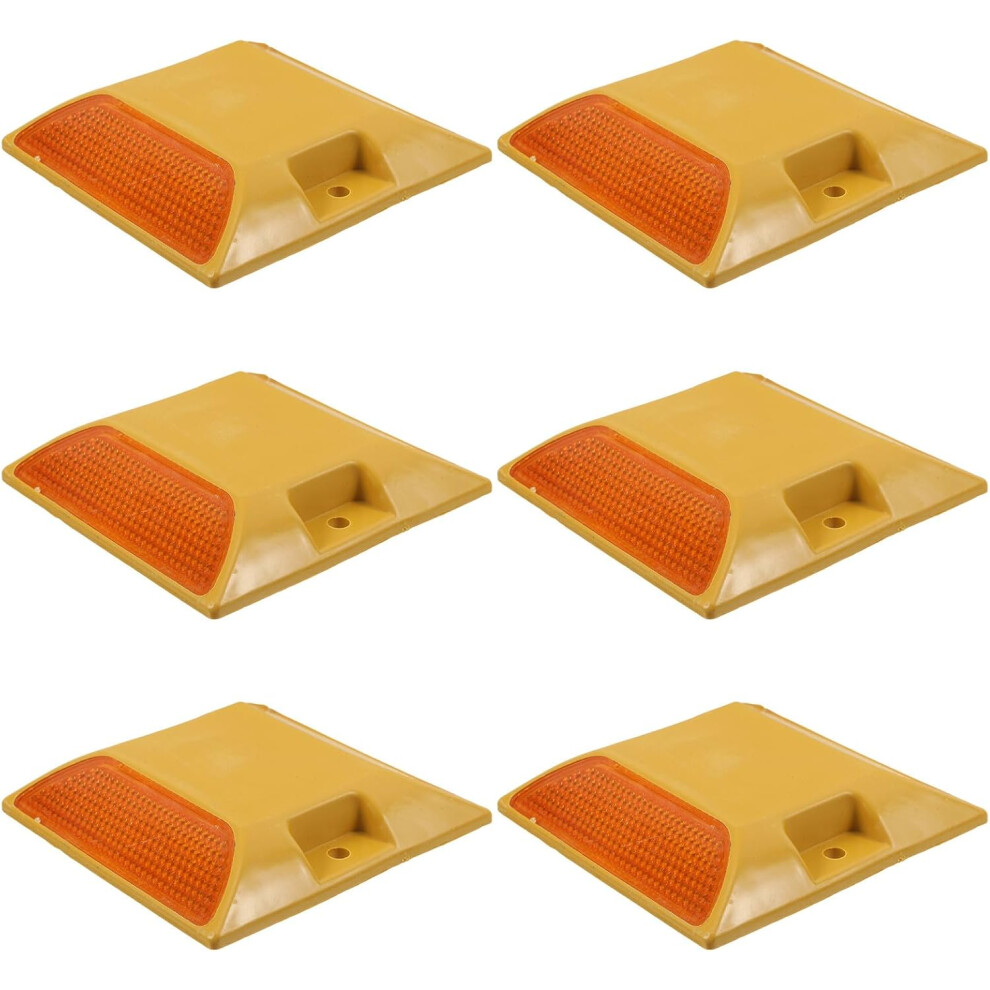 6Pcs Heavy Duty Plastic Reflective Road Markers Driveway Reflectors Casing Raised Safety Studs Yellow 8486642121037