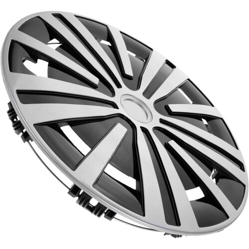 Tampa do hub da roda de aço de liga universal de 14 polegadas para carros e reboques Tapa da jante da roda do carro prata e preta