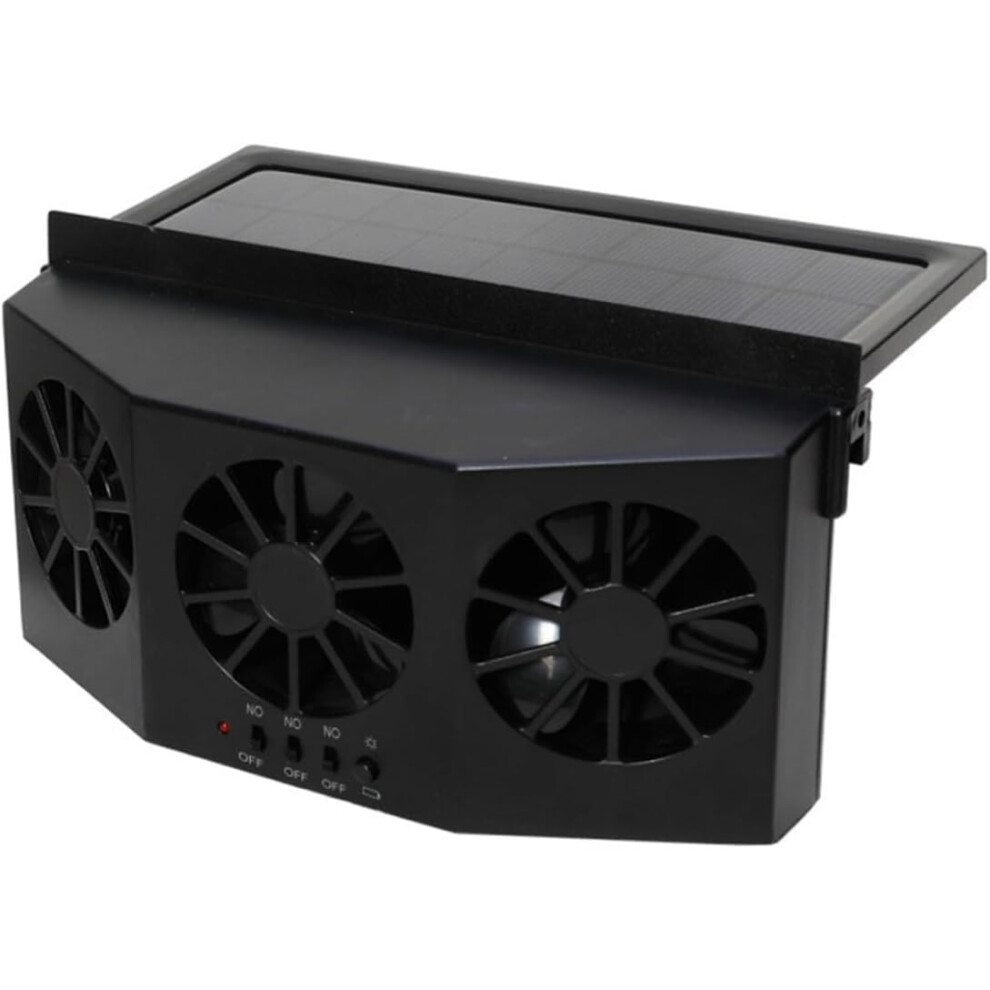 Solar Car Exhaust Fan With 3 Heads Solar Powered Auto Ventilation Fan Black 5455468482786