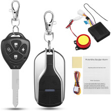 Sistema de seguridad para motocicletas con arranque remoto, alarma antirrobo y función de localización del vehículo.