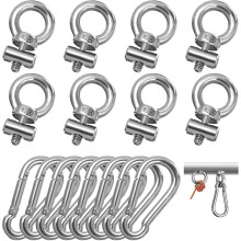 Kayak Eyelet Kit 8 Sets Stainless Steel Track Mount with Spring Hooks for Secure Load on Boats and Rv Awning Rails