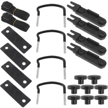 Kit de fixation pour barres de toit avec supports en U, écrous de blocage et clips en U