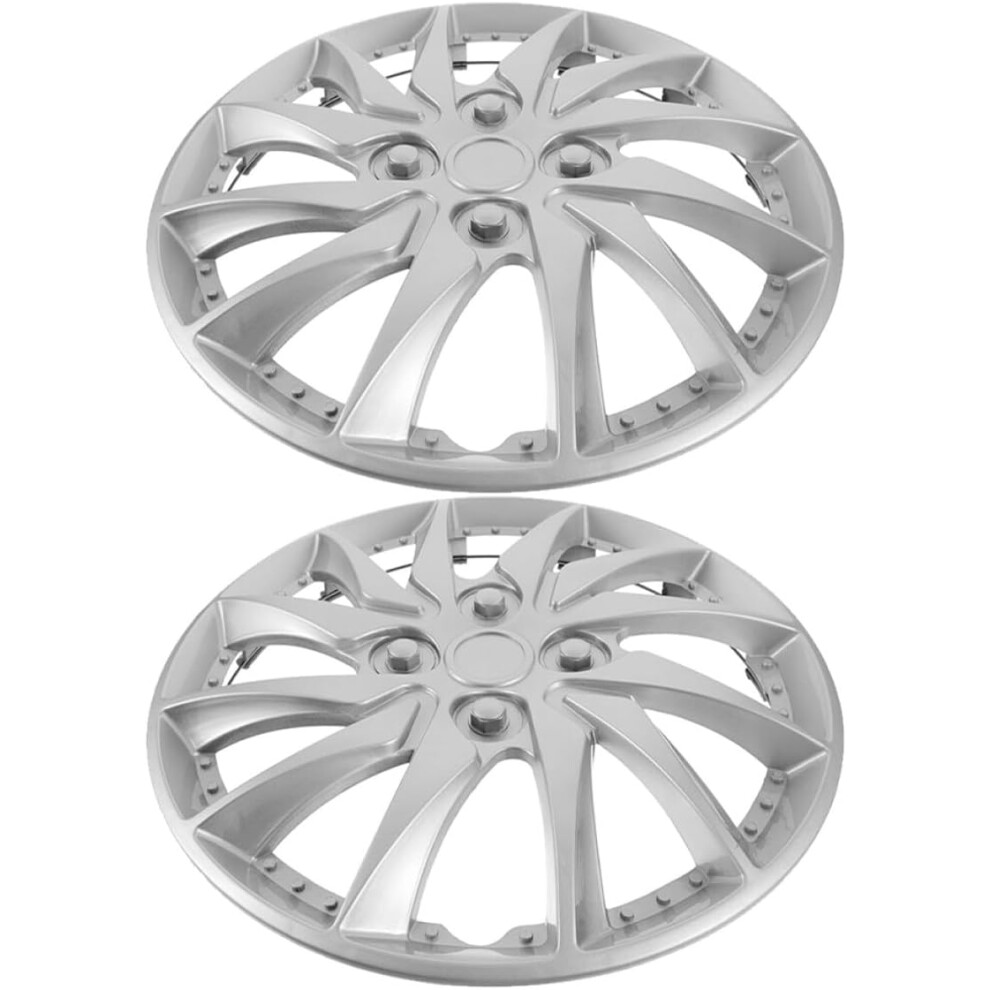 2Pcs 14 Inch Car Hubcaps Wheel Rim Covers Decorative Automotive Hub Covers Replacement Caps Silver 5455468481970