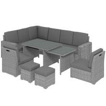 Seven-Piece Rattan Garden Sofa Set with Table