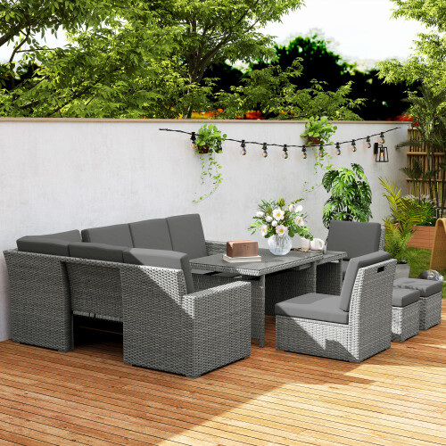 Seven-Piece Rattan Garden Sofa Set with Table 2
