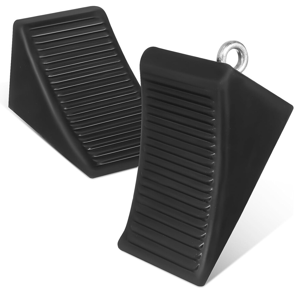 2Pcs Heavy Duty Rubber Wheel Chocks 16X10x10cm Front Tire Stoppers For Trailer Cars Campers Garage Parking Support 5455468563324