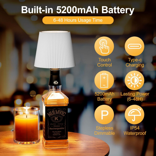 3X Wireless Bottle Lamp, 3 Color LED Bottle Lights 2