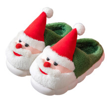 Mit Plüsch gefütterte Weihnachtshausschuhe, rutschfeste-Grün A