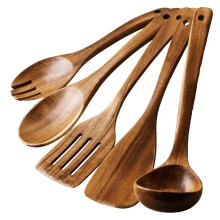 Wooden Spoon Kitchen 5-Piece Set: Comfortable Non-Stick Spatula, Spatula Separator, Fork, Serving Spoon