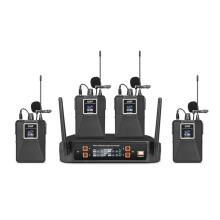 Wireless Microphone Lavalier 4 Channel UHF Fixed Frequency Dynamic Microphone for Karaoke Wedding Party Band Church UK
