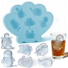 Ice  Tray Shell Silicone Ice  Trays with Cute Marine Life Shapes Cubes Easy to Release for Freezer Home A