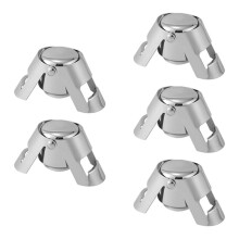 Stainless Steel Wine Stopper , Sealing Cap for Champagne and Sparkling Beverages , 5PC Sealing Bottle Cap