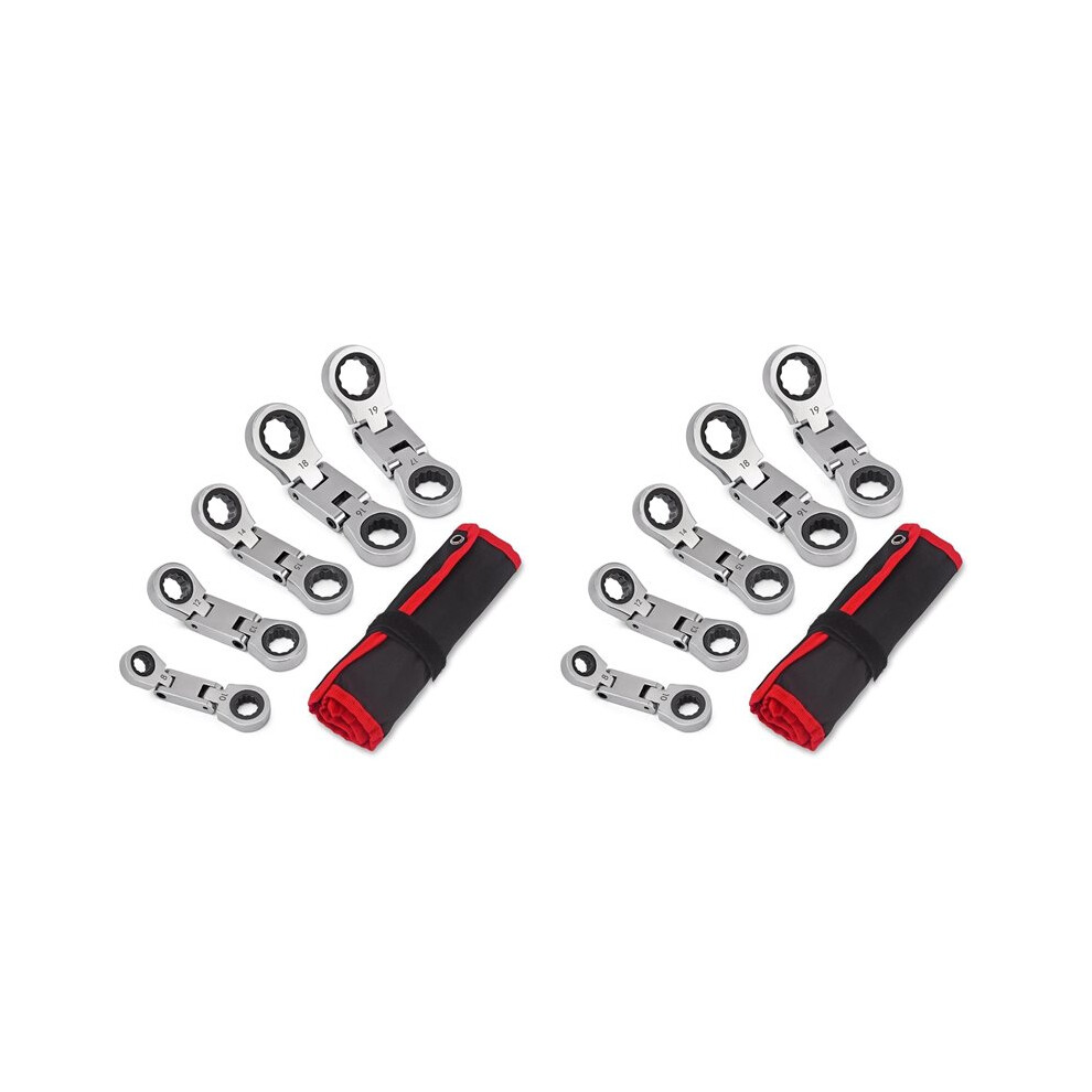 Stubby Wrenches Set, Flex- Ratcheting Wrench Set Double Box End Ratchet Wrench Metric 8-19Mm 10 Pieces 4711824109614