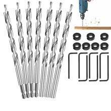8Pcs 3/8" Pocket Hole Drill Bit with Depth Stop Collar and Wrench 4 Round Shank and 4 1/4 Hex Shank Twist Step Drill Bit