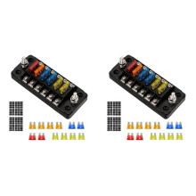 2 Set Fuse Box Holder Flame Retardant 6 Ways Blade Fuse Block with Cover Accessories for Car Marine Boat Truck Trailer