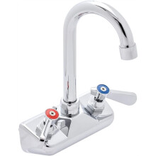 Grifo Comercial para Lavamanos - Grifo de Pared para Fregaderos Pequeños de Cocina - Manija de Palanca con Caño de Cuello de Cisne de 3-1/2 Pulgadas