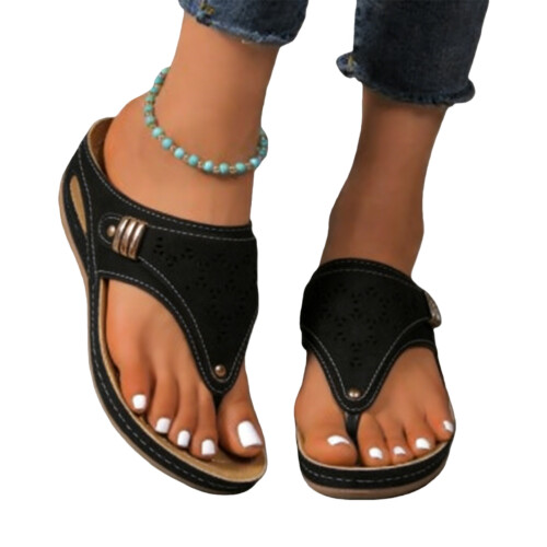 Trendy Women Slides Thick Bottom Arch Support-Black 37