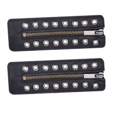 PU Leather Zippered Shoelace Inserts with 8 Holes for-Black