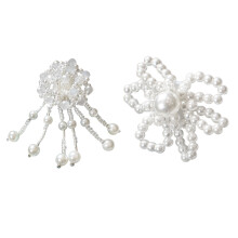 2Pcs Pearls Embellished Shoe Charm Pearls-Pearl flower with lo