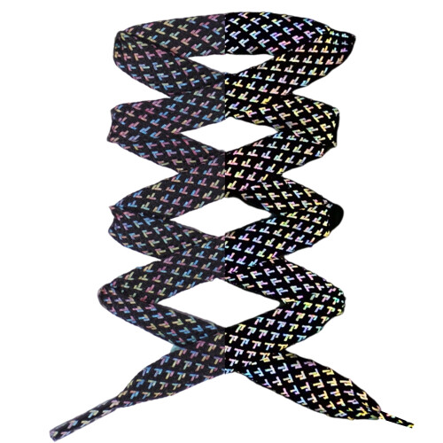 Polyester Flat Reflective Laces Night-Colorful black 120cm