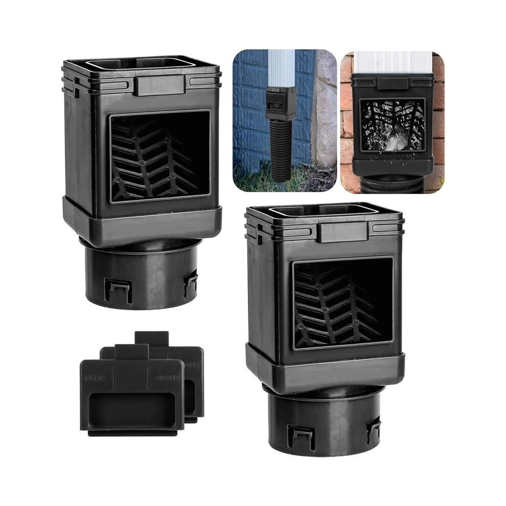 Downspout Filter,Leaf Removers,Downspout Filters, Downspout Screen Filters,2X3 And 3X4 Drainpipe, (2-Pack Black) 6032556341621