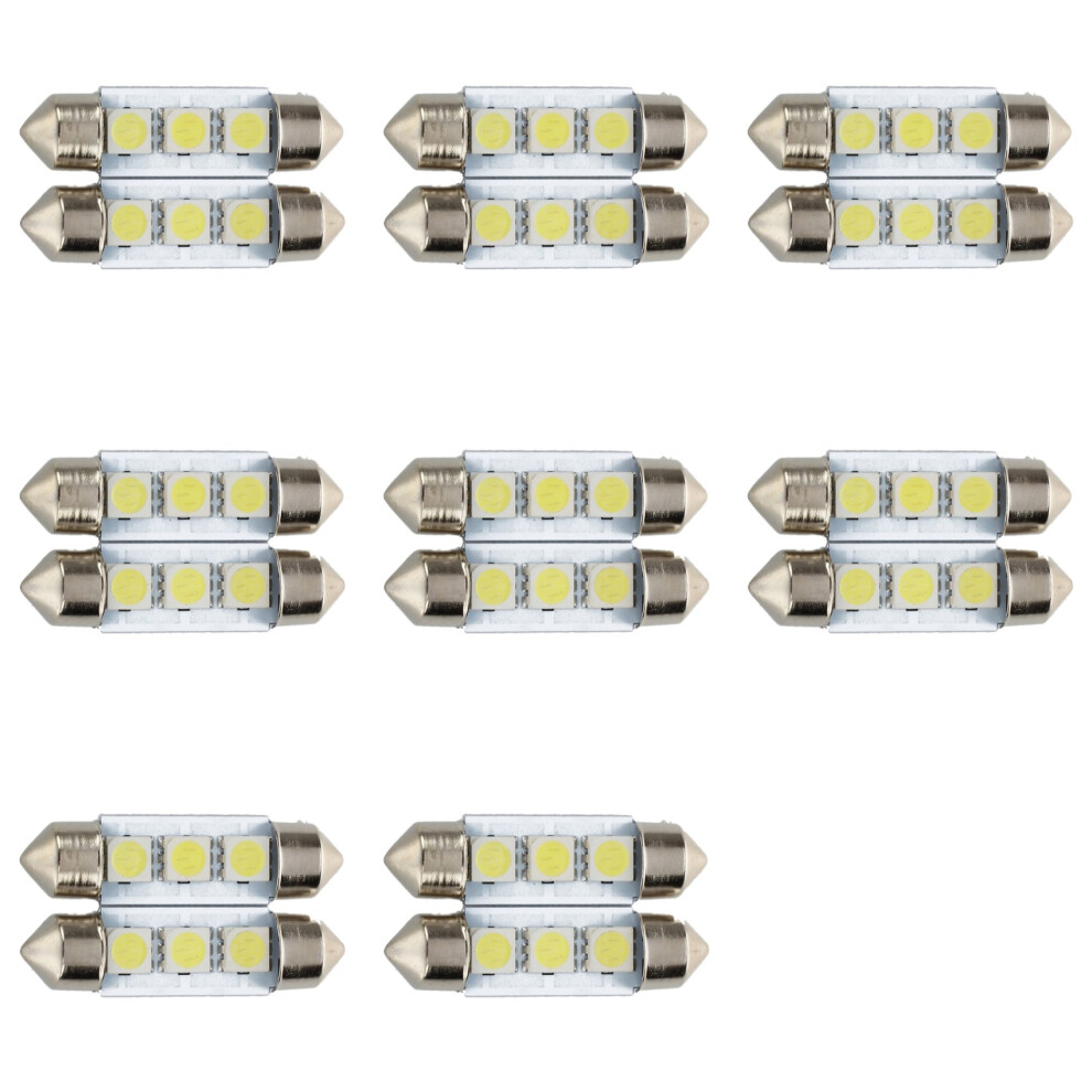 16X C5w 3 Led Smd 5050 36Mm Xenon Bulb Plate Shuttle Festoons Dome Ceiling Lamp Car White/Light 4712486697389