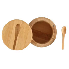 Tarros para Sal y Condimentos, Tarro para Pimienta, Caja de Condimentos de Bambú, Cuenco de Almacenamiento, Olla, Juego de Recipientes de Madera para