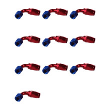 10X AN10/90 Graden Draaibare Olie-Brandstofslang-Eindfittingadapter Aluminium Rood + Blauw