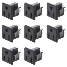 8X AC 125V 15A Panel Mount US Outlet Power Socket Black
