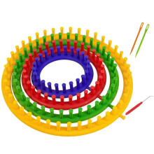 Kit de Tear de Tricô com Máquina de Fazer Pompons, Tear Redondo para Iniciantes, 4 Tamanhos, Conjunto de Agulhas, Ferramenta DIY para Gorros e