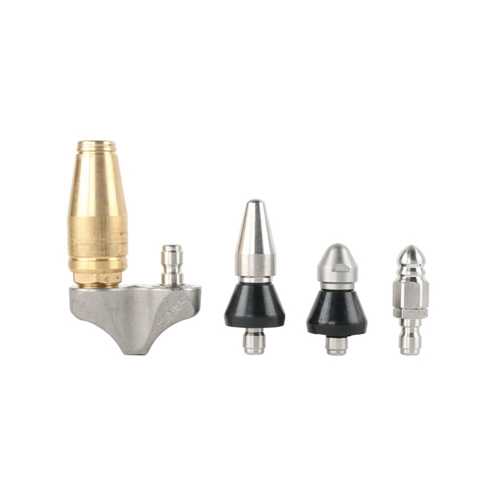 4 Pcs Pressure Sewer Drain Washer Accessory Set Drain Cleaning Nozzle Devil Nozzle And Water Rat Nozzle Accessory 1/4 4713396189742
