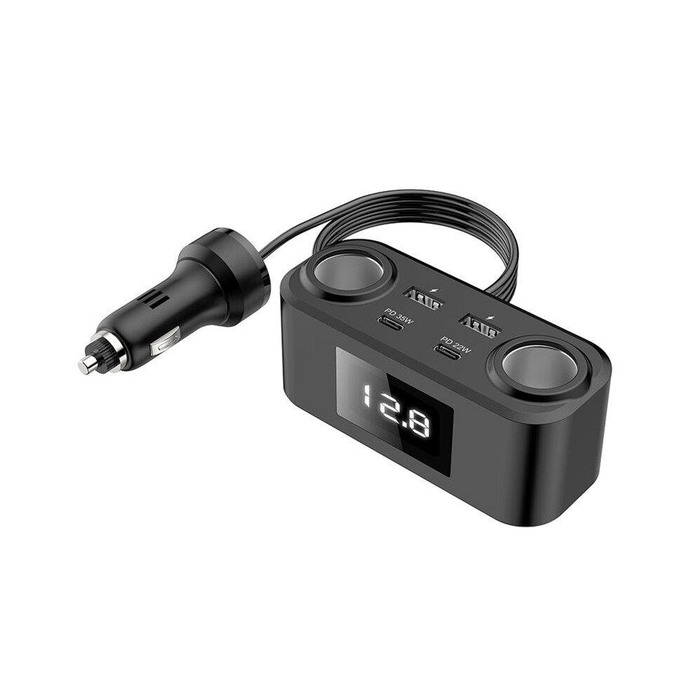 100W Pd Qc3.0 Fast Charging Car Charger 12V-24V With 4 Usb And Extension Cable Car Cigarette Lighter 4712283568400