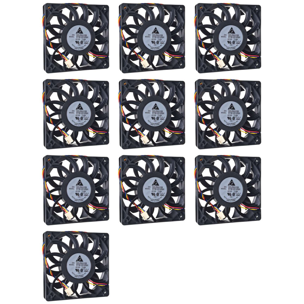10Pcs 120Mm 12Cm High Speed Cooling Fan Ffb1212sh 12025 12V 1.24A 4-Pin Server Inverter Case Axial 4713824033609