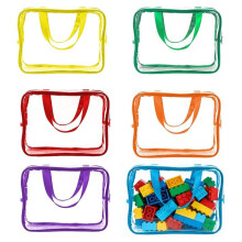 PVC Clear Toy Storage Bags with Zipper Handle, Waterproof Organizer Pouch for Toys, Books, Crafts (30x22x10CM, 8 Colors)