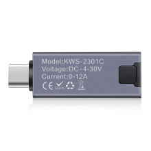 2X KOWSI Typ-C Multifunktions Digital Display Amperemeter Effektmätare  4-30V 12A Voltmeter Amperemeter Kapacitetstestare KWS-2301C