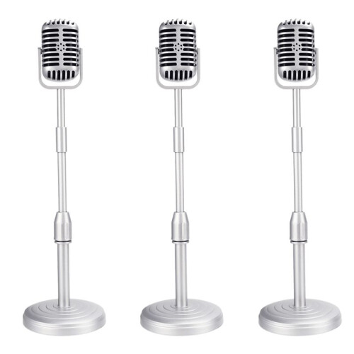 3X Modello di Supporto per Microfono da Tavolo Vintage con Altezza Regolabile, Supporto per Microfono nel Stile Retrò Classico Supporto per Microfono