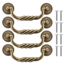 4.5'' C-C Center Drawer Pulls,Antique Bronze Bail Drop Swing Handles for Dresser Cabinet Knob,Vintage Style Brass Handle