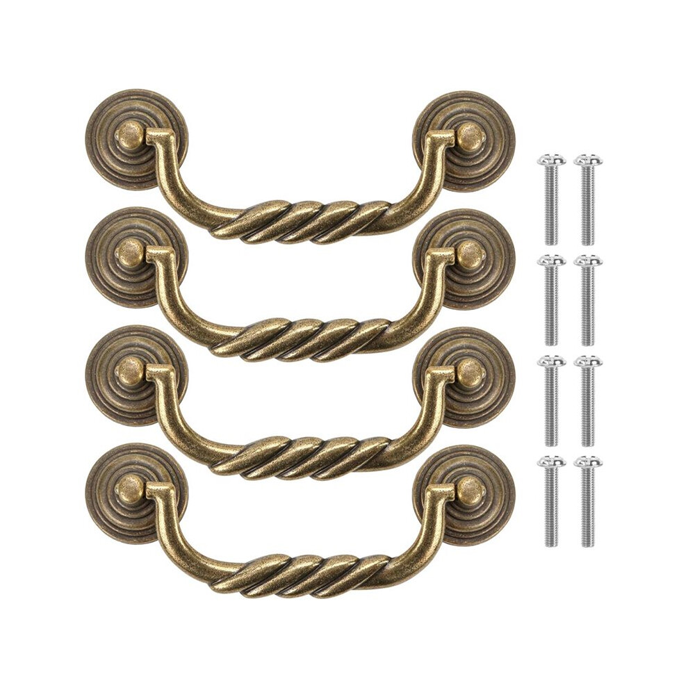 4.5'' C-C Center Drawer Pulls,Antique Bronze Bail Drop Swing Handles For Dresser Cabinet Knob,Vintage Style Brass Handle 6032462192300
