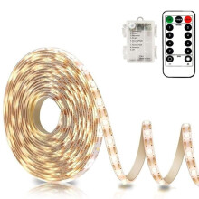 Strip Lights Battery Operated 16.5Ft Closet Strip Lights with Remote for Bedroom, Kitchen Cabinet Décor (Warm White)