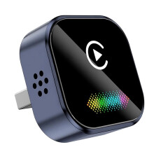 Draadloze CarPlay 2-in-1 Android Auto AI-Box met Spraakgestuurde Gekleurde Verlichting en USB-Adapter (Bekabelde CarPlay Naar Draadloze CarPlay) B