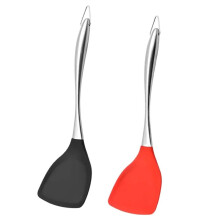 Silicone Wok Spatula Stainless Steel Cooking Turner Non-Stick Shovel Heat-Resistant Non-Toxic Wok Turner Kitchen 2pcs