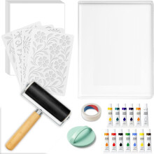 Kit de Plaques D'Impression sur Gel, Comprenant une Plaque de Gel 8" X 10", un Rouleau Encreur, des Peintures Aquarelles, Du Papier D'Impression A4 et